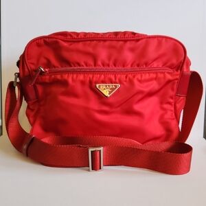 Prada Scarlet Red Nylon Tessuto Shoulder/Crossbody Bag